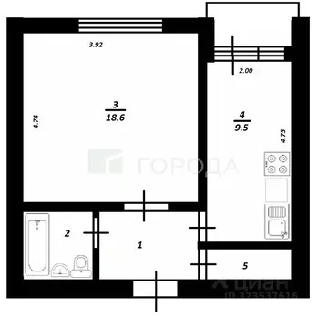 1-к кв. Томская область, Томск Телецентр мкр, ул. Якимовича, 6 (36.3 ...