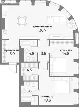 2-комнатная квартира: Москва, Дружинниковская улица, 15А (94.5 м)