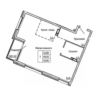 2-к кв. Приморский край, Владивосток Снеговая Падь мкр,  (50.9 м)