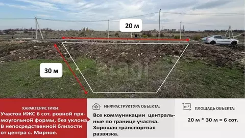 Участок в Крым, Симферопольский район, с. Мирное  (6.0 сот.)