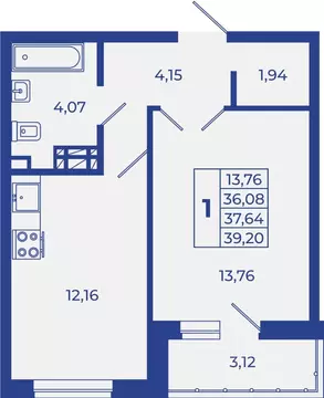 1-к кв. Ростовская область, Новочеркасск  (39.2 м)