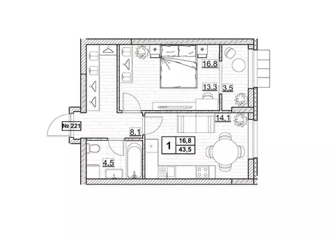 1-к кв. Нижегородская область, Нижний Новгород ул. Ванеева (43.5 м)