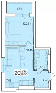 2-к кв. Башкортостан, Уфа ул. Пожарского, 237 (38.96 м)
