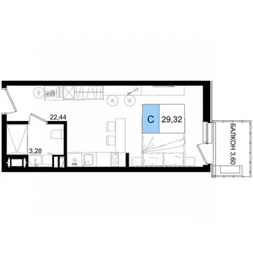 Студия Краснодарский край, Анапа проезд Межсанаторный, 33 (29.32 м)