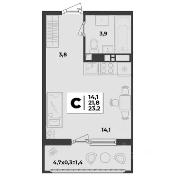 2-к кв. Краснодарский край, Краснодар  (62.2 м)