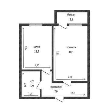 1-комнатная квартира: Краснодар, улица Гидростроителей, 59/2 (40.7 м)