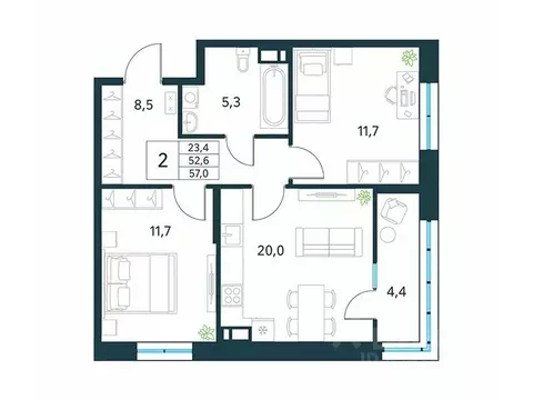 2-к кв. Забайкальский край, Чита Хороший мкр,  (57.0 м)