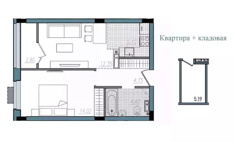 2-к кв. Смоленская область, Смоленск ул. Александра Степанова (43.45 ...