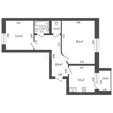 2-к кв. Башкортостан, Стерлитамак ул. Строителей, 2 (54.9 м)