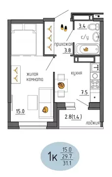 1-к кв. Пермский край, Пермь Ижевская ул., 38 (31.1 м)
