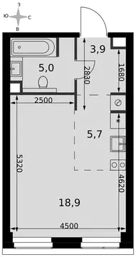 Квартира-студия: Москва, САО, Хорошёвский район (33.5 м)