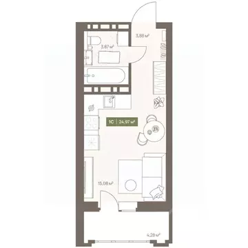 Студия Кемеровская область, Кемерово Московский просп., 23А (24.97 м)