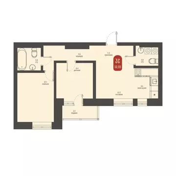 3-к кв. Томская область, Томск ул. Косарева, 6 (52.0 м)