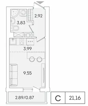 Квартира-студия: Мурино, Графская улица, 6к1 (20.3 м)