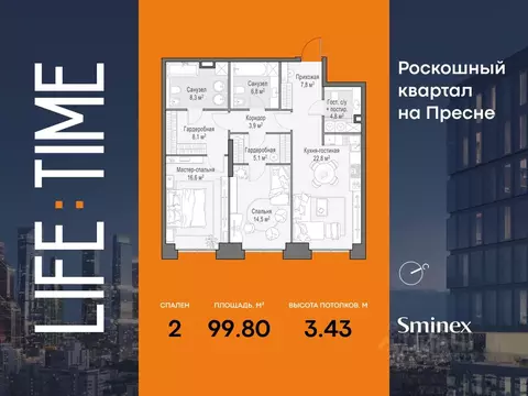 2-к кв. Москва Лайф Тайм жилой комплекс (100.0 м)