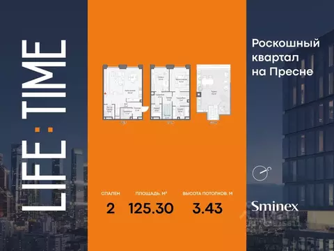 2-к кв. Москва Лайф Тайм жилой комплекс (125.0 м)