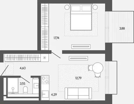 1-к кв. Алтай, Майминский район, пос. Карлушка  (46.85 м)
