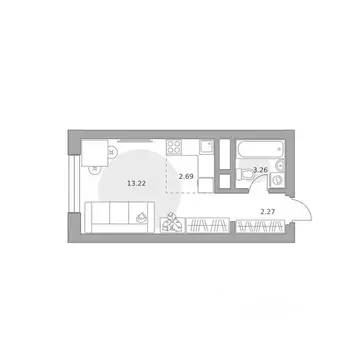 Квартира, студия, 21.44 м