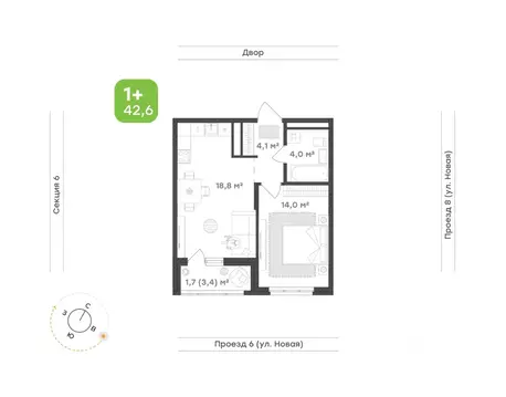 1-к кв. Свердловская область, Екатеринбург Академический мкр, 20-й ...