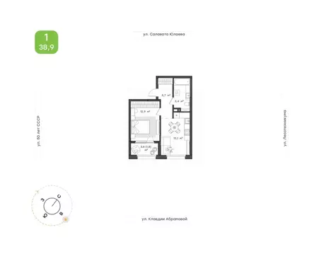 1-к кв. Башкортостан, Уфа Бионика Парк жилой комплекс, 2 (38.9 м)