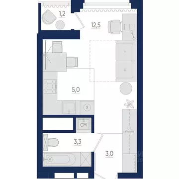 1-к кв. Башкортостан, Уфа бул. Яркий (24.4 м)