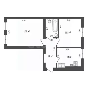 2-к кв. Нижегородская область, Выкса ул. Чкалова, 11 (46.0 м)