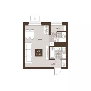 Студия Пензенская область, Пенза Династия жилой комплекс (29.26 м)