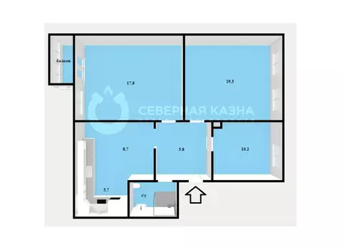 3-комнатная квартира: Екатеринбург, улица Сакко и Ванцетти, 55 (67.5 ...