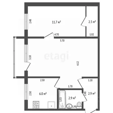 2-к кв. Башкортостан, Стерлитамак ул. Дружбы, 19 (44.0 м)