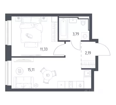 1-к кв. Москва Внуковское поселение, д. Рассказовка, вл204к1 (32.42 м)