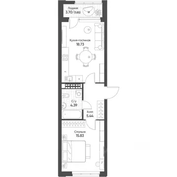 1-к кв. Свердловская область, Екатеринбург бул. Вдохновения, 4 (46.0 ...