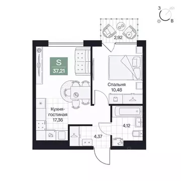 1-к кв. Волгоградская область, Волгоград просп. Имени В.И. Ленина, 59Г ...