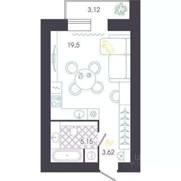 Студия Пензенская область, Пенза Колышлейская ул., 7 (29.83 м)