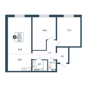 3-к кв. Кировская область, Киров Скандинавия жилой комплекс (83.6 м)