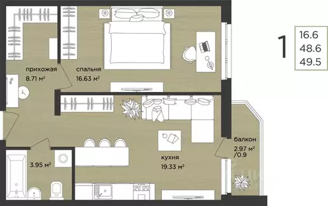 1-к кв. Нижегородская область, Нижний Новгород д. Афонино, ул. ...