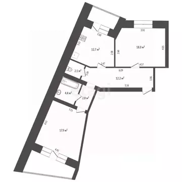 2-к кв. Калужская область, Калуга ул. Гурьянова, 67к2 (70.1 м)