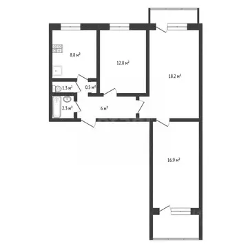 3-к кв. Нижегородская область, Нижний Новгород ул. Сергея Акимова, 25 ...