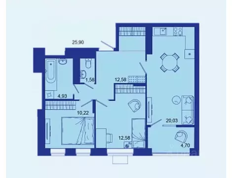 2-к кв. Брянская область, Брянск Советская ул., 124 (66.69 м)