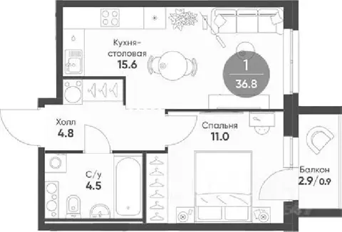 1-к кв. Новосибирская область, Кольцово рп Счастье в Кольцово жилой ...