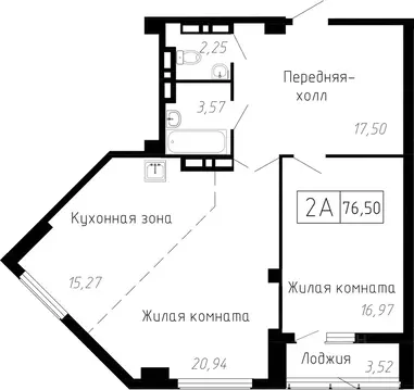 2-к кв. Приморский край, Владивосток ул. Мусоргского, 74к1 (76.4 м)