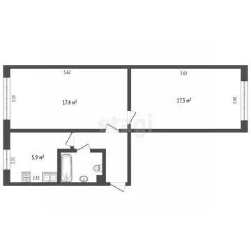 2-к кв. Ханты-Мансийский АО, Сургут ул. Энергетиков, 35 (47.3 м)