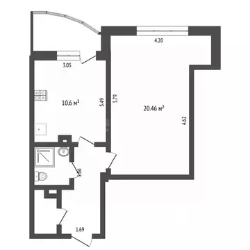 1-к кв. Тюменская область, Тюмень ул. Станислава Карнацевича, 5 (40.9 ...