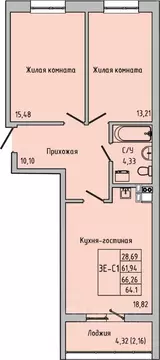 3-к кв. Ростовская область, Батайск ул. Луначарского, 180А (64.1 м)