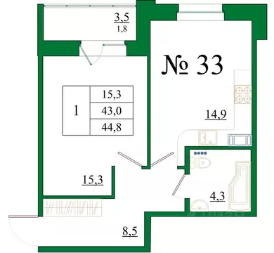 1-к кв. Ленинградская область, Гатчина Красносельское ш., 4А (44.8 м)