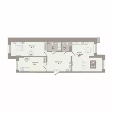 2-к кв. Курганская область, Курган Заозерный жилрайон, 12-й мкр, 2 ...