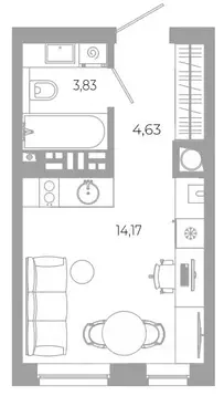Студия Астраханская область, Астрахань Разум жилой комплекс (22.64 м)