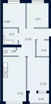 3-к кв. Саратовская область, Саратов ул. Имени Николая Егорова (73.76 ...