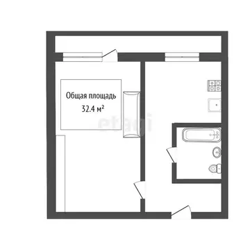 1-комнатная квартира: Северск, Пионерская улица, 34 (32.4 м)