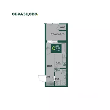 Студия Краснодарский край, Краснодар Образцово мкр,  (22.73 м)