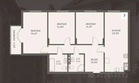 3-к кв. Калининградская область, Гурьевск Советская ул., 5 (98.28 м)